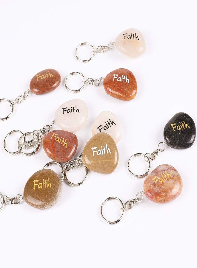 ROCKIMPACT 50PCS Faith Inspirational Stones Key Chains, Faith Wholesale Lot, Engraved Natural River Rock Faith Stone Key Rings Keychains, Healing Stone Keychain (50 Pieces, Faith) - Image 4